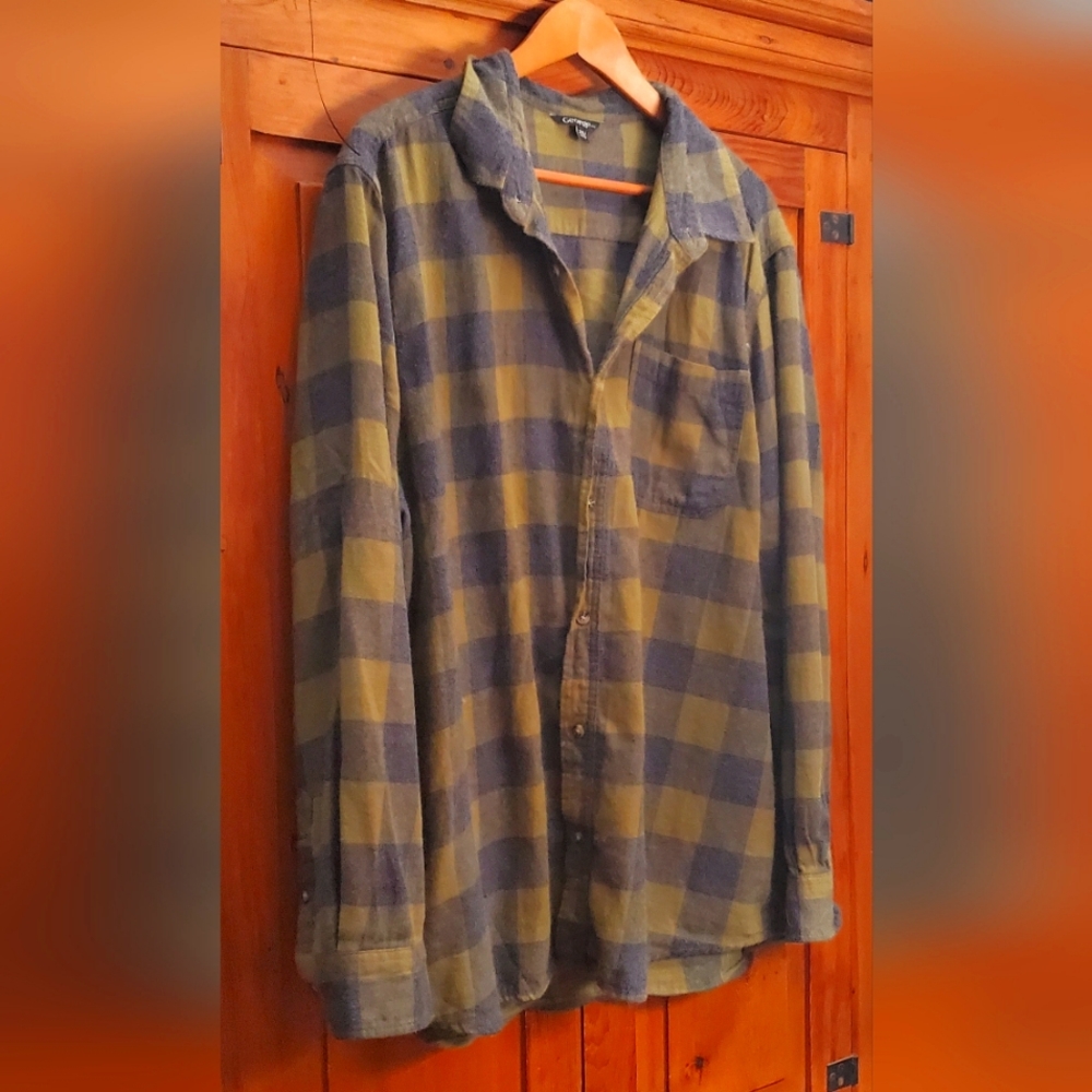 George Flannel Plaid Long Sleeve Shirt, Size 2XL